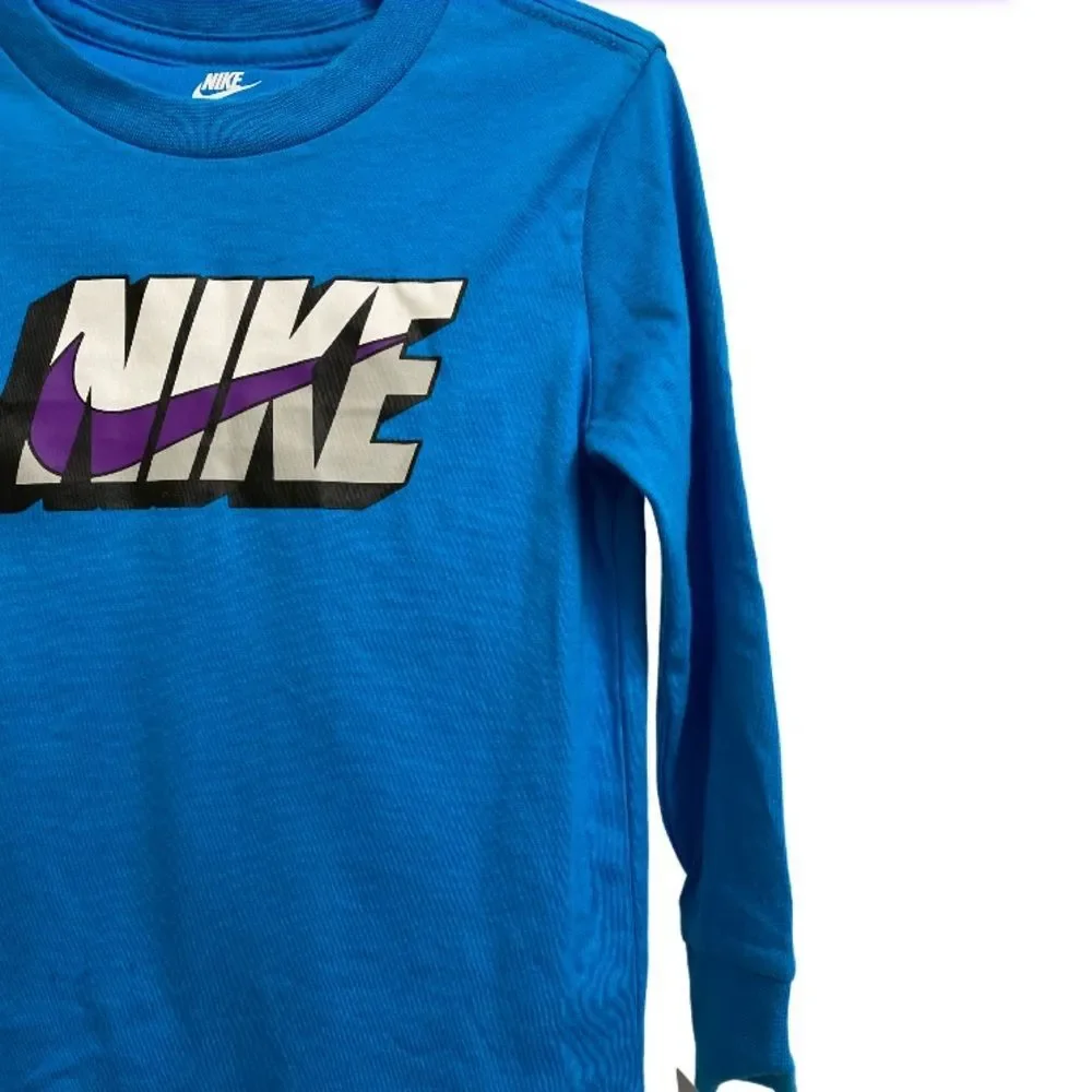 NWT Nike Toddler Long Sleeve Logo T-Shirt Tee Size 2T 1-2 Years Blue Vacation
